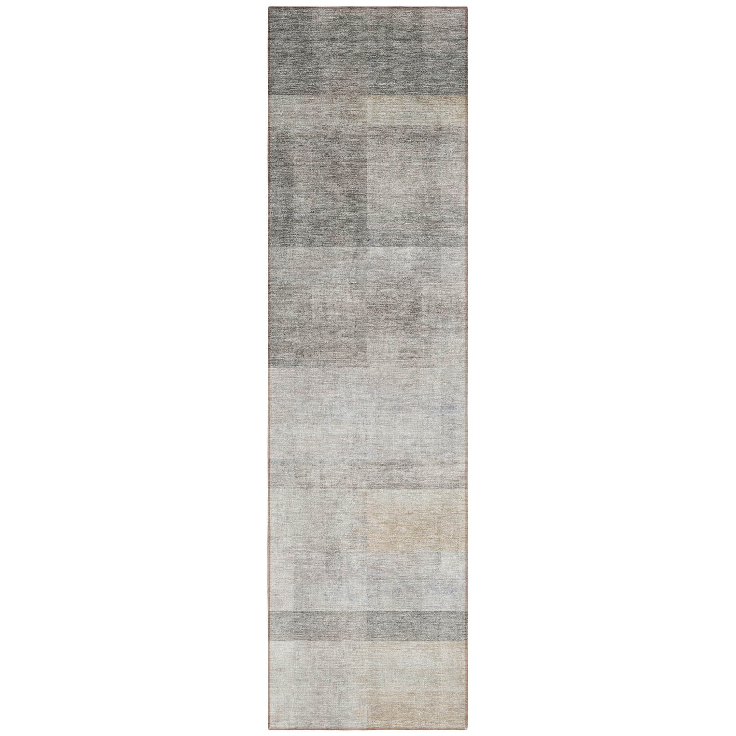 8' Runner Taupe Ombre Washable Non Skid Indoor Outdoor Runner Rug