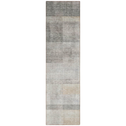 8' Runner Taupe Ombre Washable Non Skid Indoor Outdoor Runner Rug