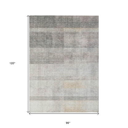 8' X 10' Taupe Ombre Washable Non Skid Indoor Outdoor Area Rug