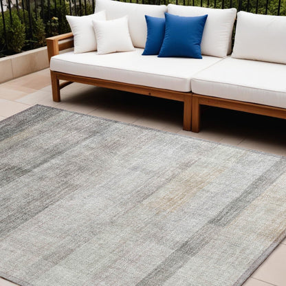 8' X 10' Taupe Ombre Washable Non Skid Indoor Outdoor Area Rug