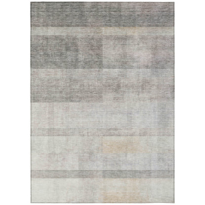 8' X 10' Taupe Ombre Washable Non Skid Indoor Outdoor Area Rug