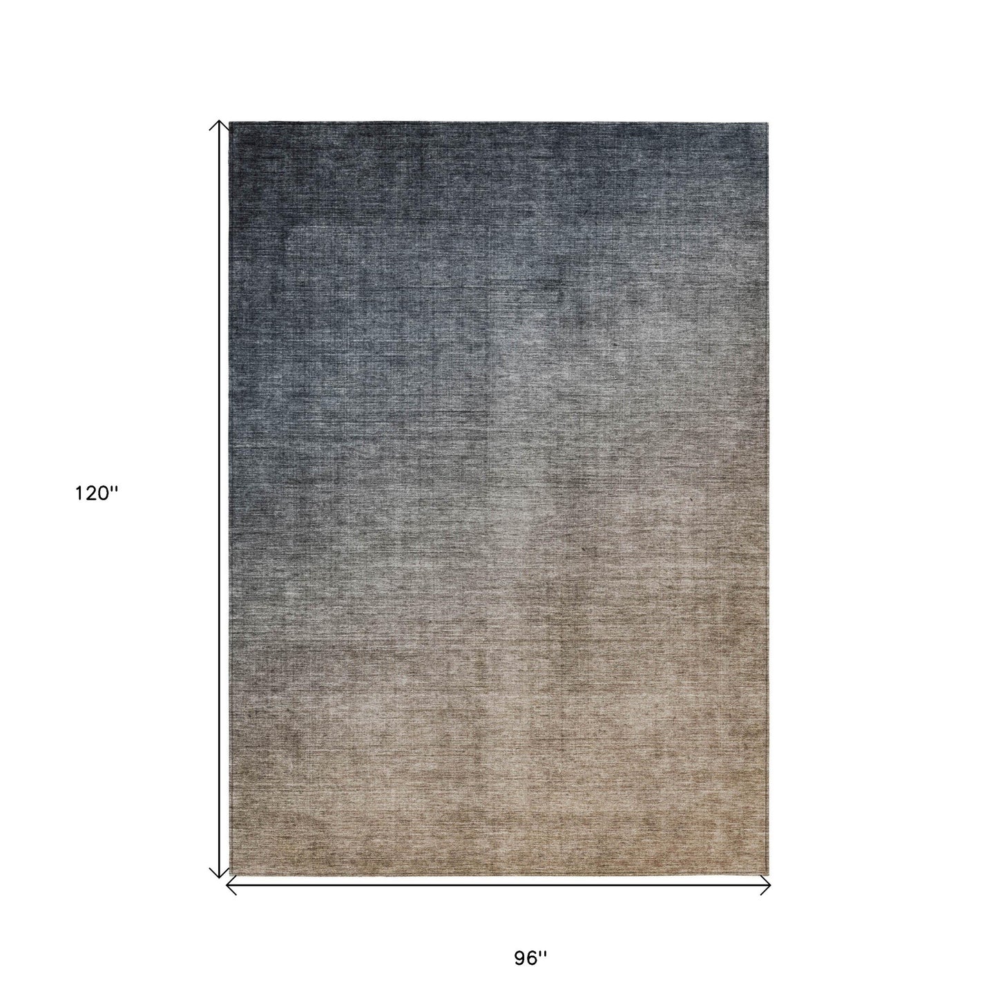 8' X 10' Taupe and Gray Ombre Washable Non Skid Indoor Outdoor Area Rug