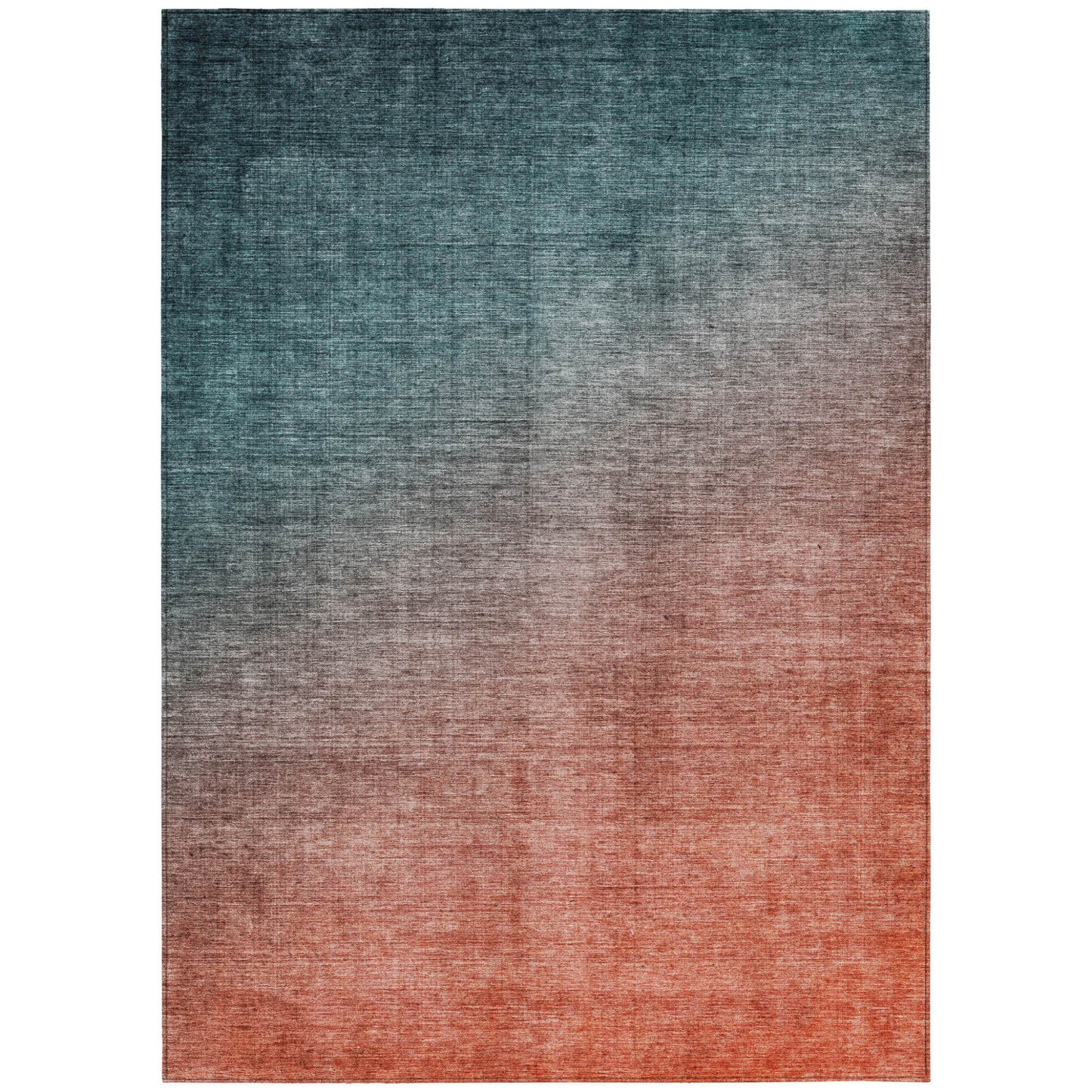 8' X 10' Gray and Red Orange Ombre Washable Non Skid Indoor Outdoor Area Rug