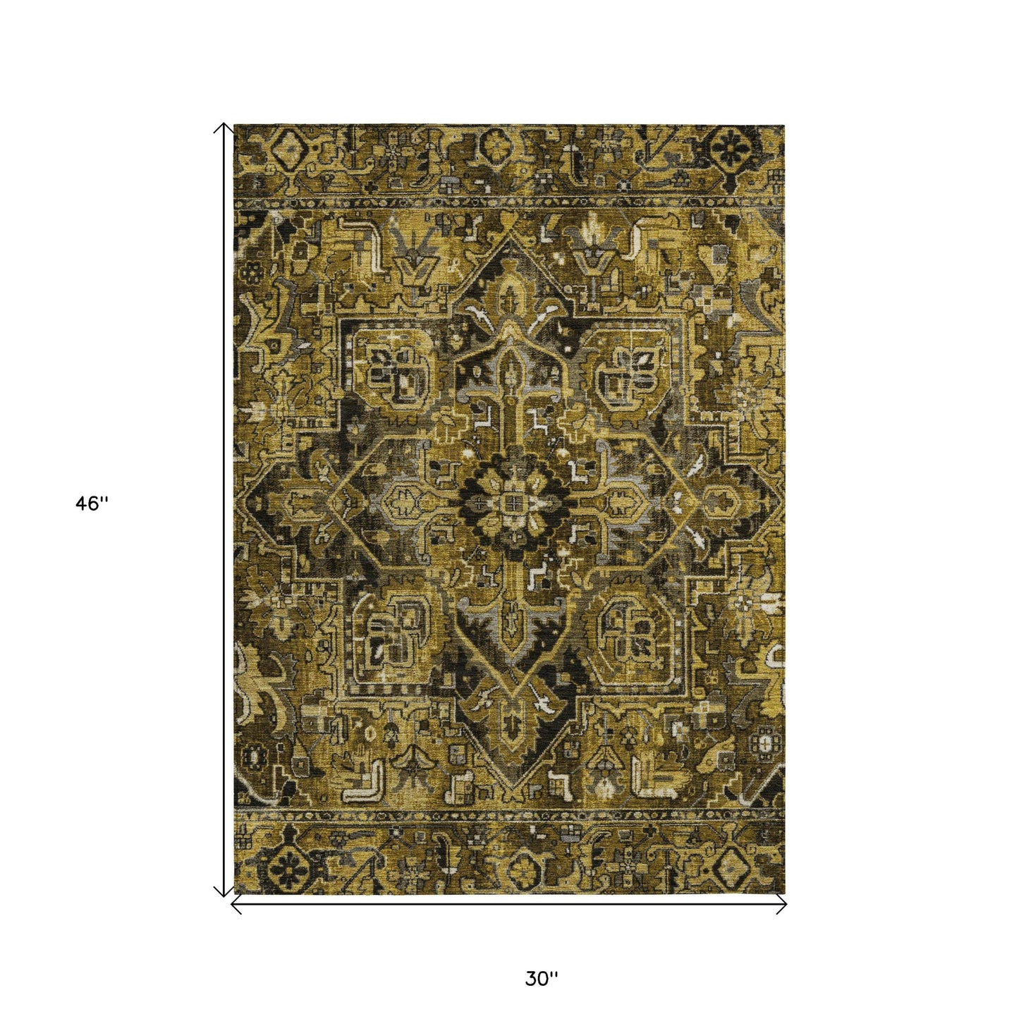 3' X 4' Coffee and Gray Oriental Washable Non Skid Indoor Outdoor Area Rug