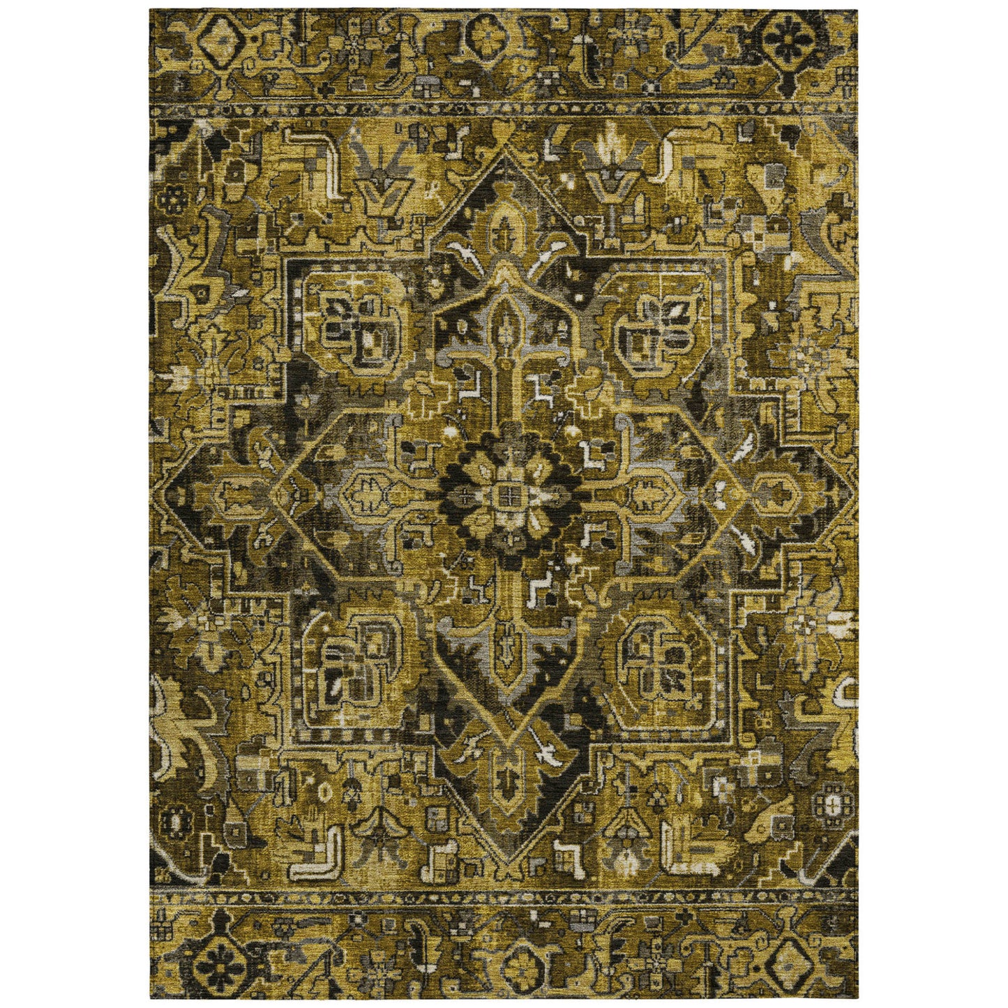 3' X 4' Coffee and Gray Oriental Washable Non Skid Indoor Outdoor Area Rug