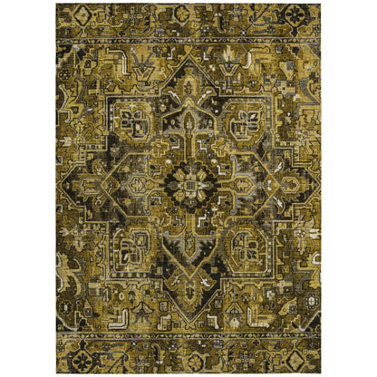 3' X 4' Coffee and Gray Oriental Washable Non Skid Indoor Outdoor Area Rug