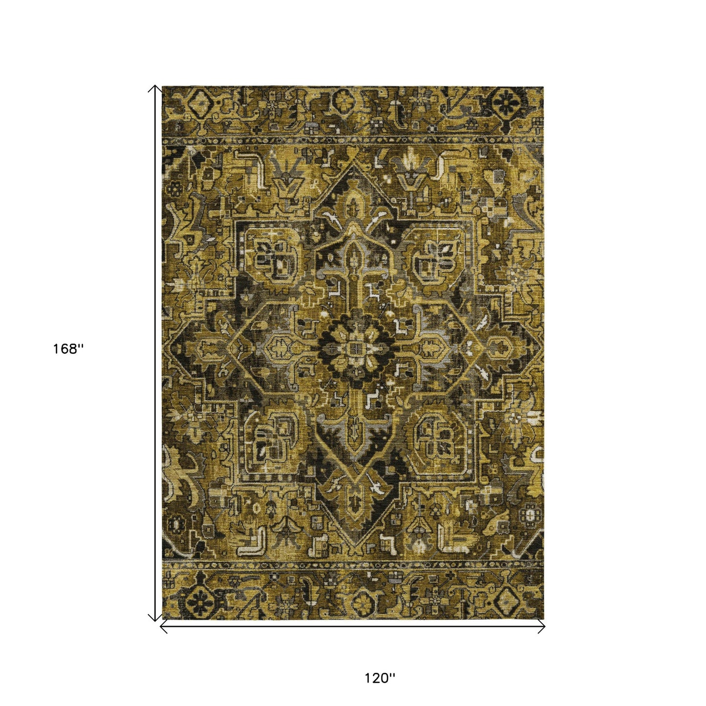 10' X 14' Coffee and Gray Oriental Washable Non Skid Indoor Outdoor Area Rug