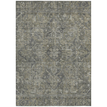 8' X 10' Brown and Black Oriental Washable Non Skid Indoor Outdoor Area Rug