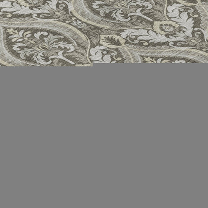3' X 5' Taupe and Beige Damask Washable Non Skid Indoor Outdoor Area Rug HomeRoots