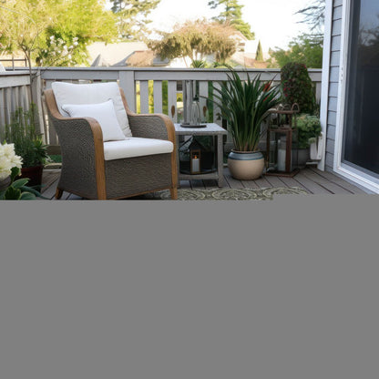 3' X 5' Taupe and Beige Damask Washable Non Skid Indoor Outdoor Area Rug HomeRoots