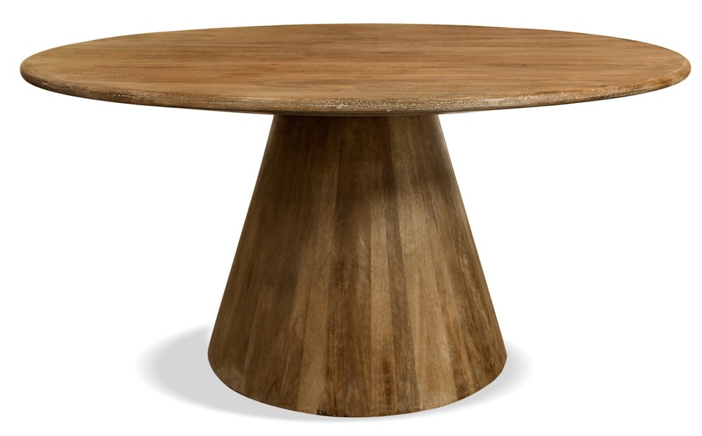 60" Natural Rounded Solid Wood Pedestal Base Dining Table HomeRoots
