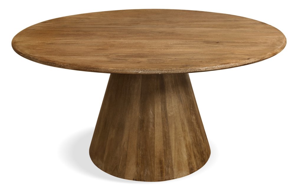 60" Natural Rounded Solid Wood Pedestal Base Dining Table HomeRoots