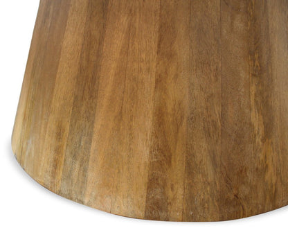 60" Natural Rounded Solid Wood Pedestal Base Dining Table HomeRoots