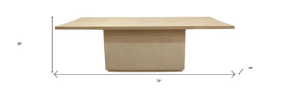 72" Natural and Brown Solid Wood Pedestal Base Dining Table HomeRoots