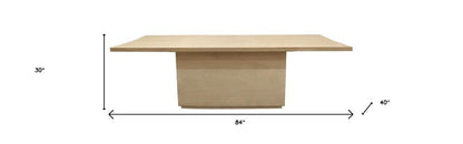 84" Natural Solid Wood Pedestal Base Dining Table HomeRoots