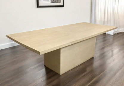 96" Natural and Brown Solid Wood Pedestal Base Dining Table HomeRoots