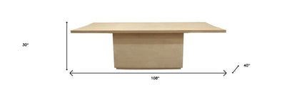 108" Natural Solid Wood Pedestal Base Dining Table HomeRoots