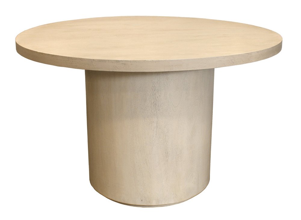 60" Natural and Brown Rounded Solid Wood Pedestal Base Dining Table