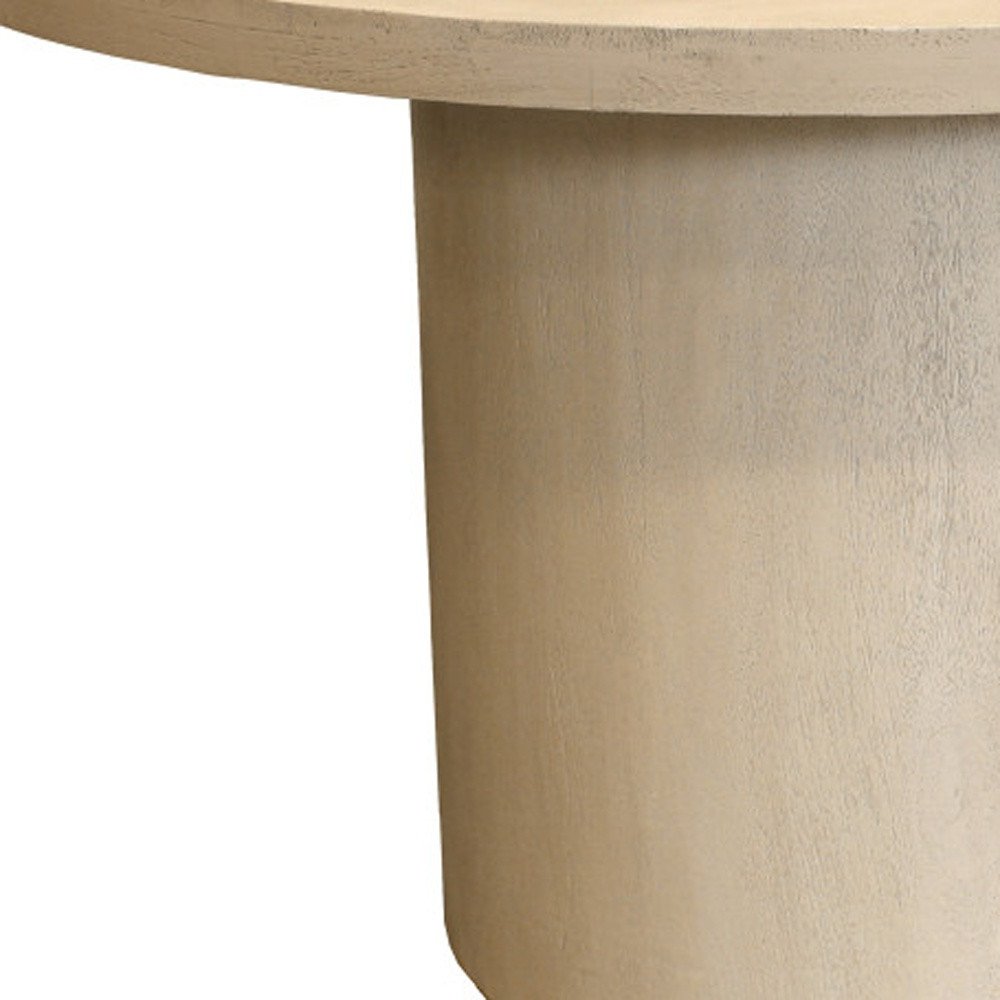 60" Natural and Brown Rounded Solid Wood Pedestal Base Dining Table