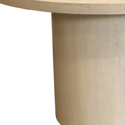60" Natural and Brown Rounded Solid Wood Pedestal Base Dining Table