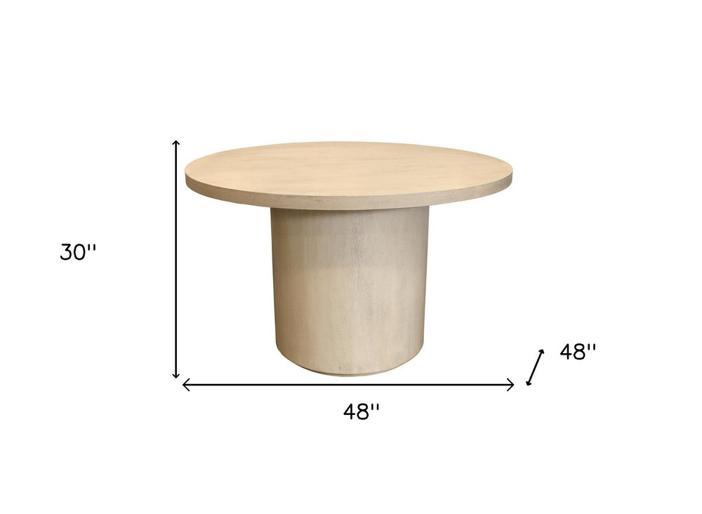60" Natural and Brown Rounded Solid Wood Pedestal Base Dining Table