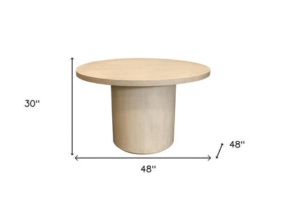 60" Natural and Brown Rounded Solid Wood Pedestal Base Dining Table