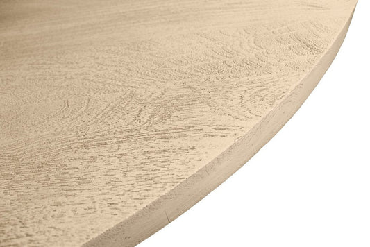 60" Natural and Brown Rounded Solid Wood Pedestal Base Dining Table HomeRoots