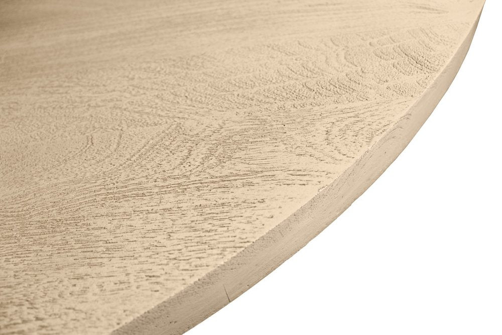 60" Natural and Brown Rounded Solid Wood Pedestal Base Dining Table HomeRoots