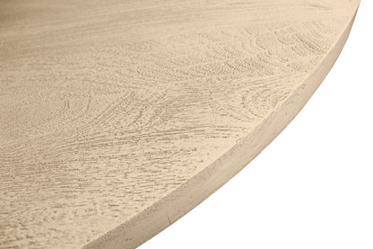 60" Natural and Brown Rounded Solid Wood Pedestal Base Dining Table HomeRoots