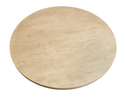 60" Natural and Brown Rounded Solid Wood Pedestal Base Dining Table HomeRoots