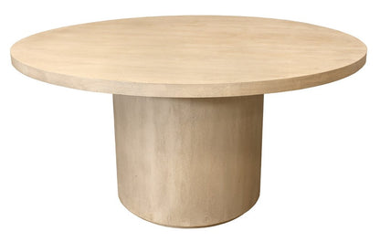 60" Natural and Brown Rounded Solid Wood Pedestal Base Dining Table HomeRoots