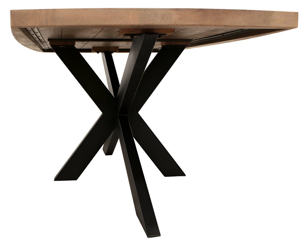 82" Natural And Black Solid Wood And Iron Pedestal Base Dining Table HomeRoots