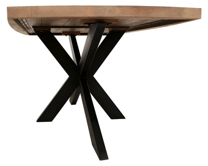 82" Natural And Black Solid Wood And Iron Pedestal Base Dining Table HomeRoots