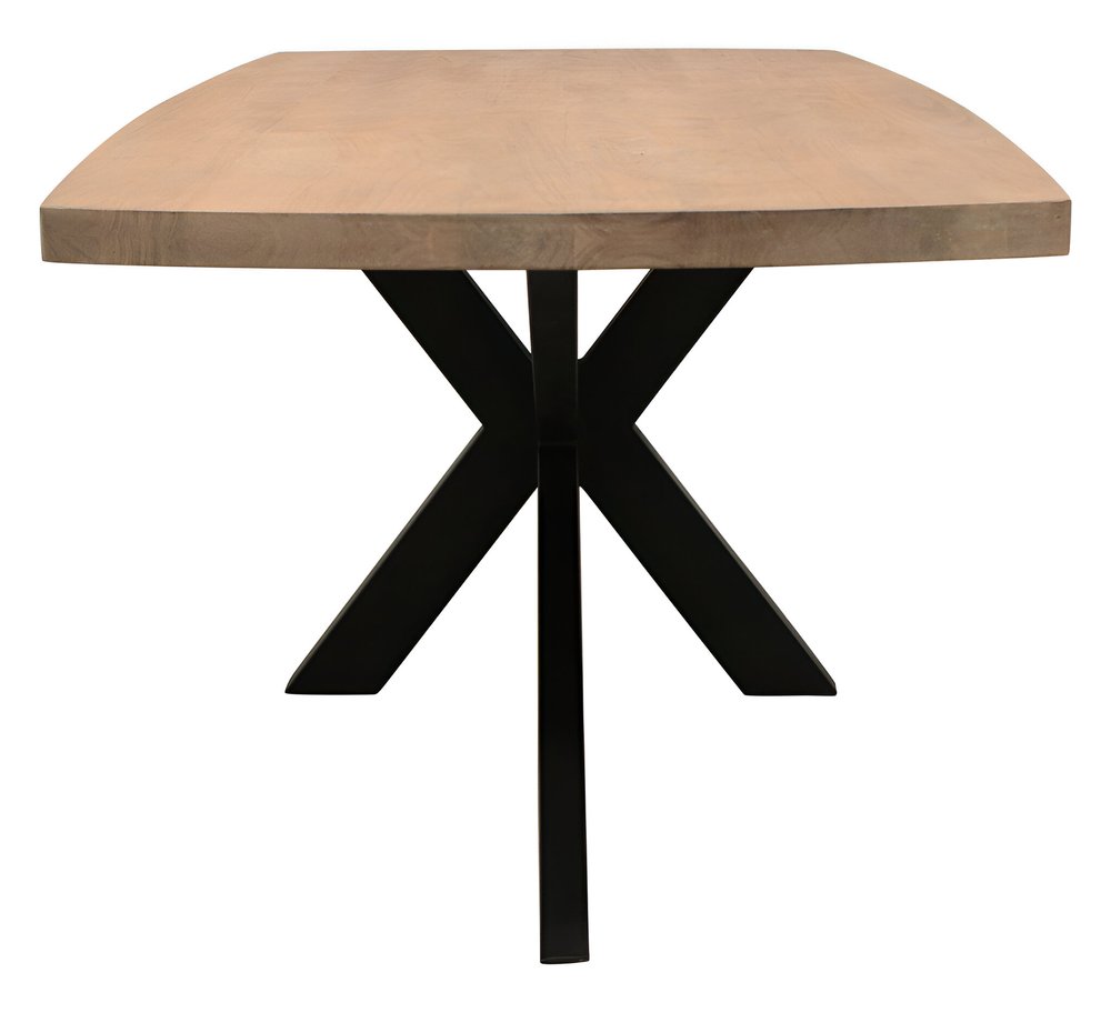 82" Natural And Black Solid Wood And Iron Pedestal Base Dining Table HomeRoots