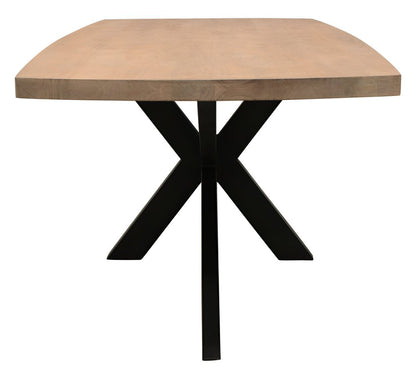 82" Natural And Black Solid Wood And Iron Pedestal Base Dining Table HomeRoots