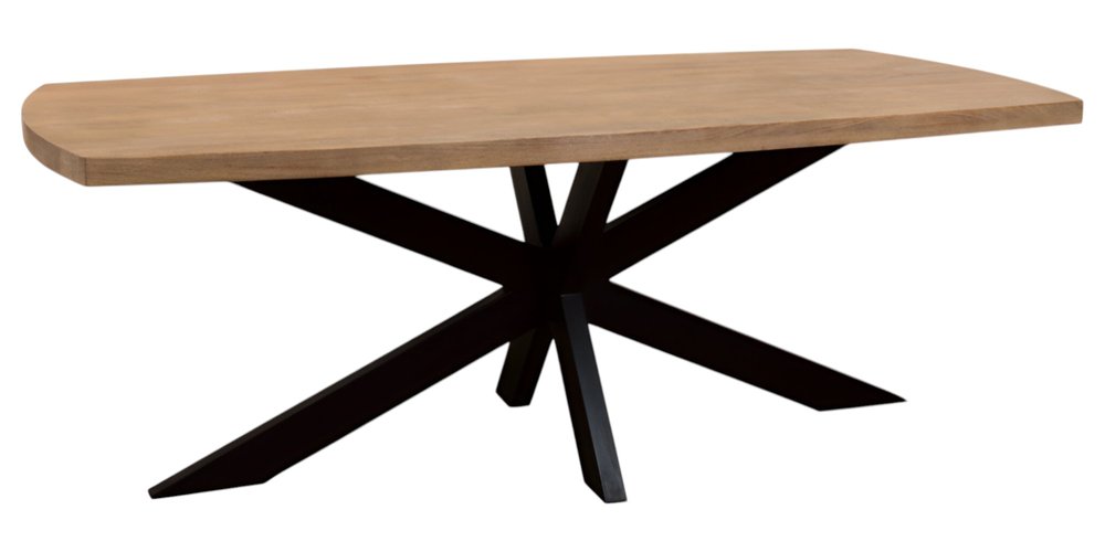 82" Natural And Black Solid Wood And Iron Pedestal Base Dining Table HomeRoots