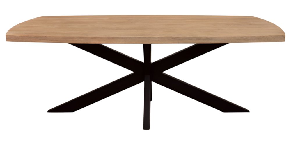 82" Natural And Black Solid Wood And Iron Pedestal Base Dining Table HomeRoots