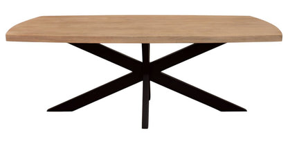 82" Natural And Black Solid Wood And Iron Pedestal Base Dining Table HomeRoots
