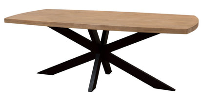 82" Natural And Black Solid Wood And Iron Pedestal Base Dining Table HomeRoots