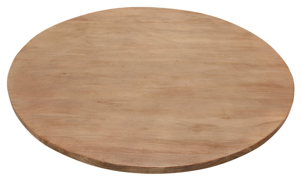 60" Natural And Black Rounded Solid Wood And Iron Pedestal Base Dining Table HomeRoots