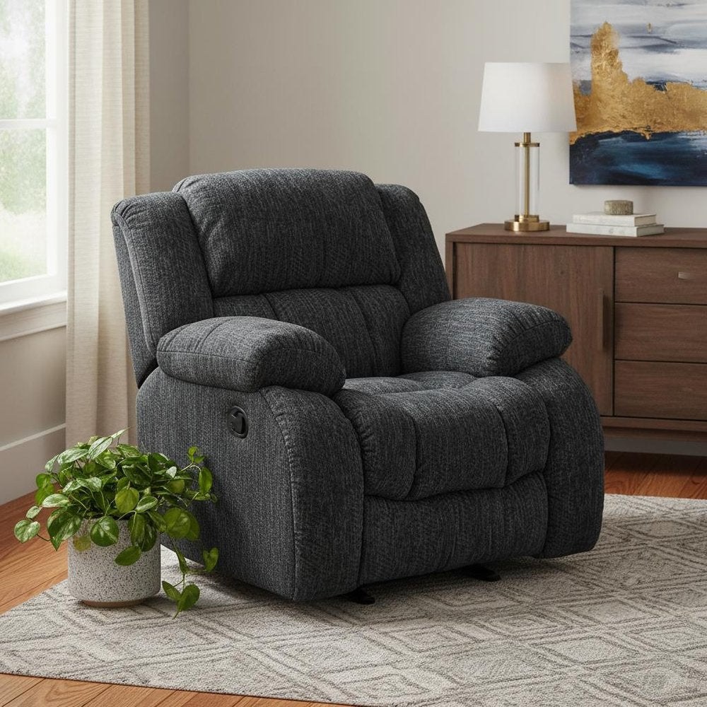 40" Gray Fabric Gliding Recliner HomeRoots