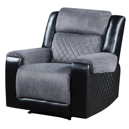 39" Black And Gray Faux Leather And Fabric Manual Recliner HomeRoots