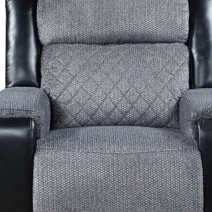 39" Black And Gray Faux Leather And Fabric Manual Recliner HomeRoots