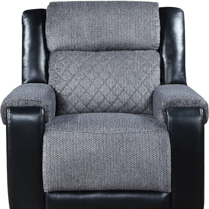 39" Black And Gray Faux Leather And Fabric Manual Recliner HomeRoots