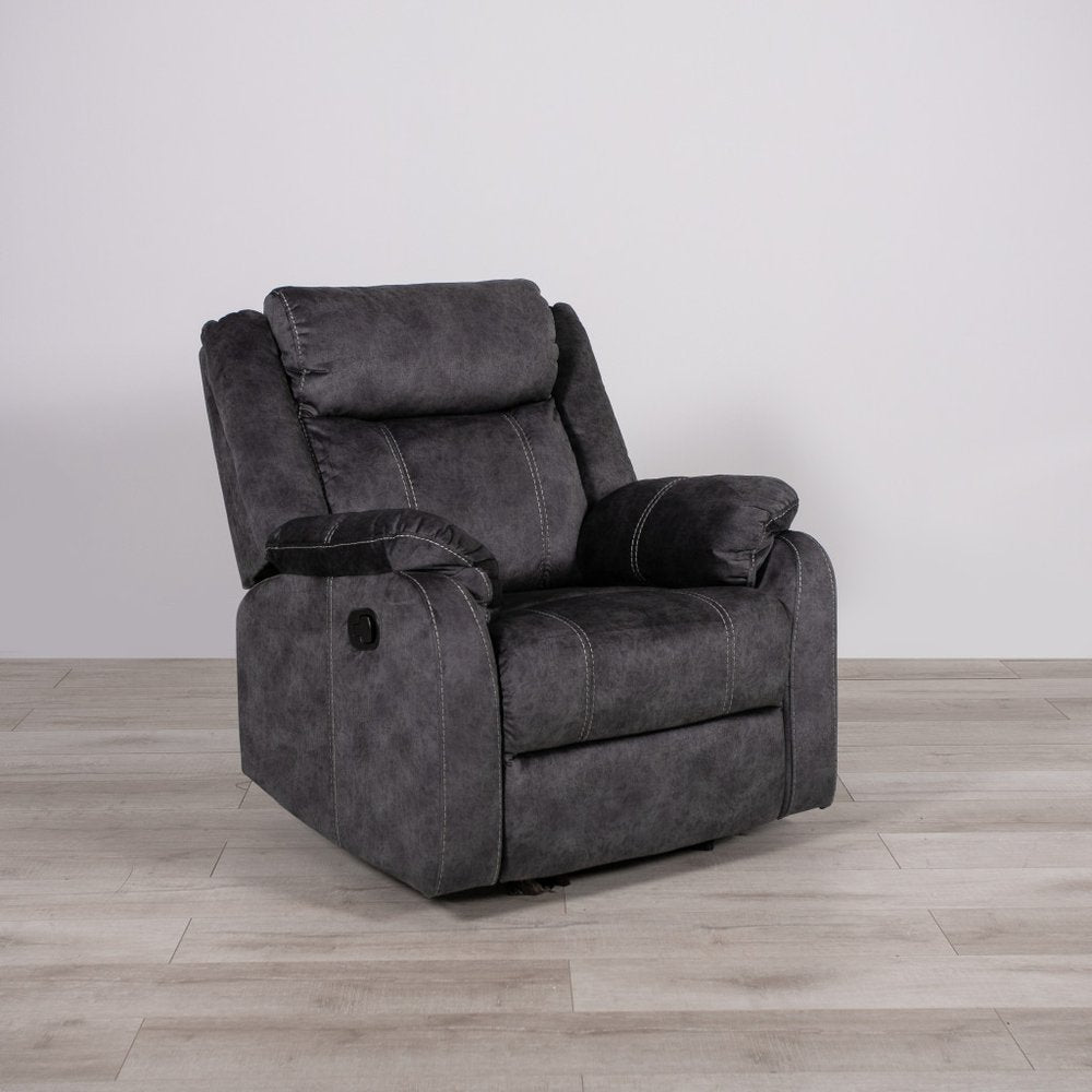 35" Granite Gray Fabric Manual Recliner HomeRoots