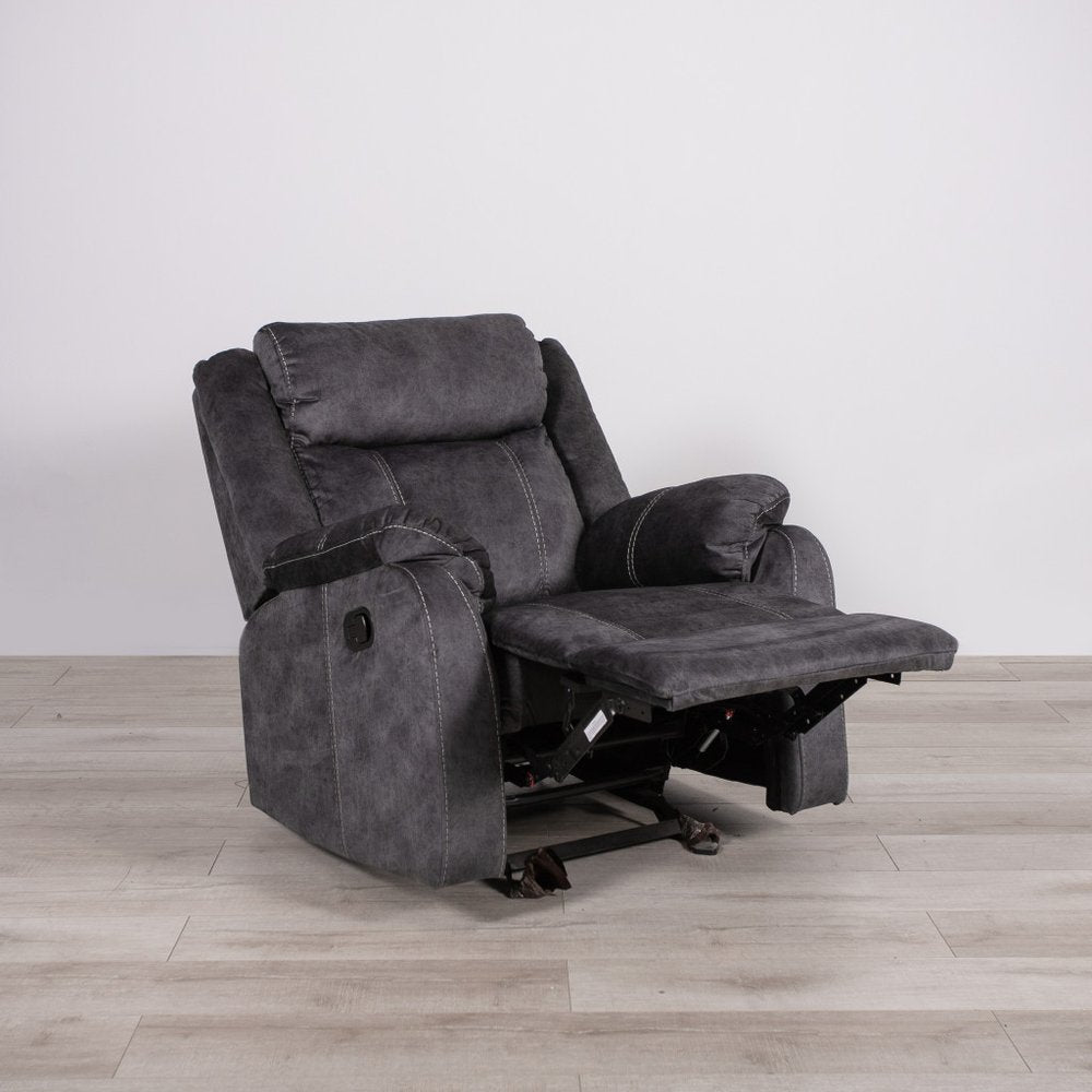 35" Granite Gray Fabric Manual Recliner HomeRoots