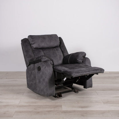 35" Granite Gray Fabric Manual Recliner HomeRoots