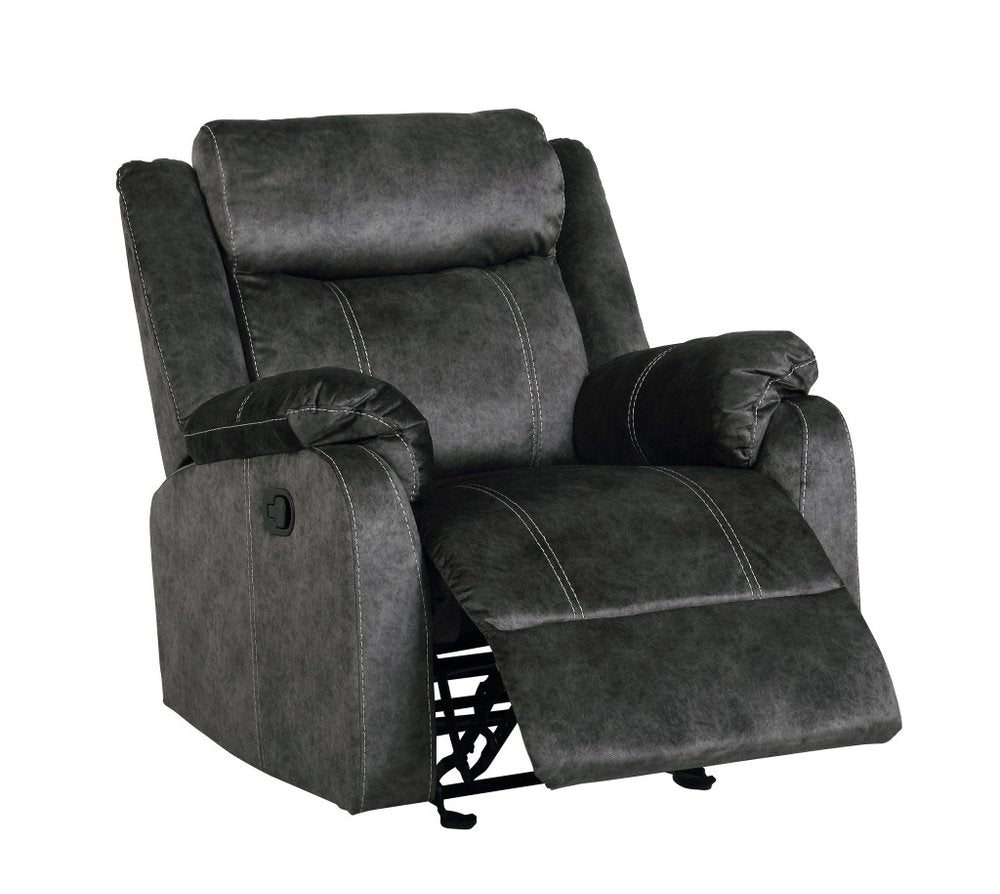 35" Granite Gray Fabric Manual Recliner HomeRoots