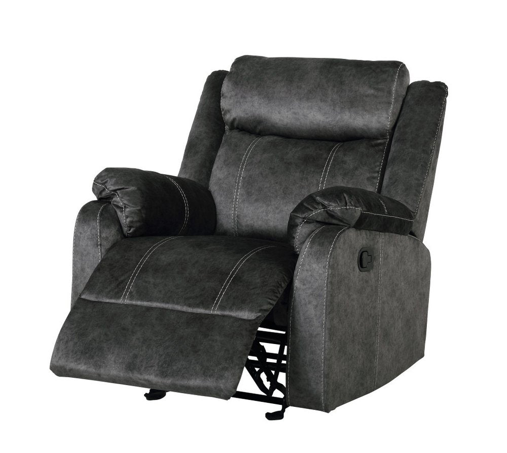 35" Granite Gray Fabric Manual Recliner HomeRoots