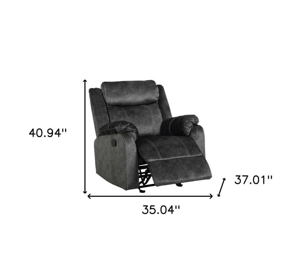 35" Granite Gray Fabric Manual Recliner HomeRoots